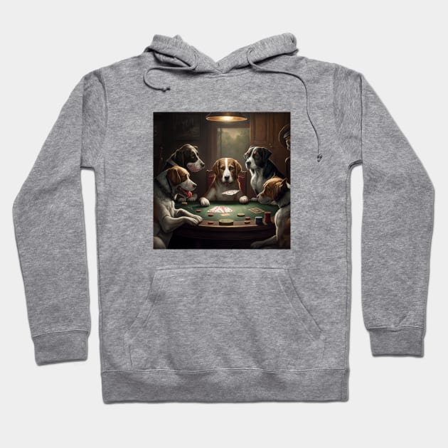 Funny Dogs Playing Poker by C.M. Coolidge illustration Hoodie by KOTYA
